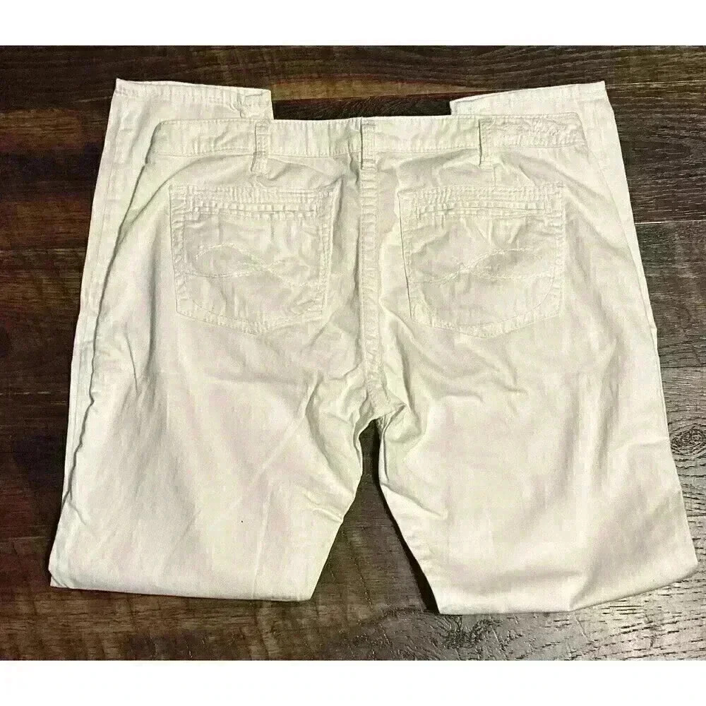 Silver Jeans Gwen Chino Relaxed Skinny Women's Size 34x29.5 White Pants - Picture 2 of 11